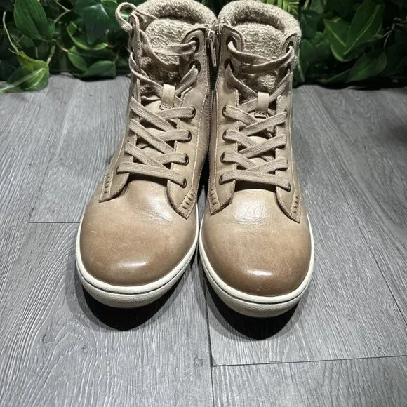 Taos Respect Womens Size 9 Taupe Leather Mid Zip Up Casual Hiking, Sneakers - Picture 3 of 10